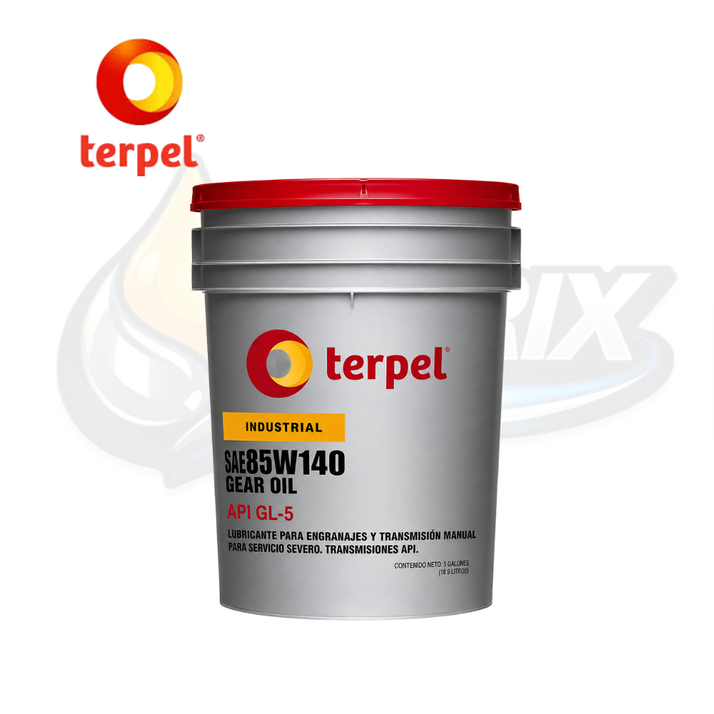 Terpel Gear Oil SAE 85W-140 API GL-5 balde de 5 galones lubricante para engranajes, transmisiones manuales y diferenciales de servicio pesado.